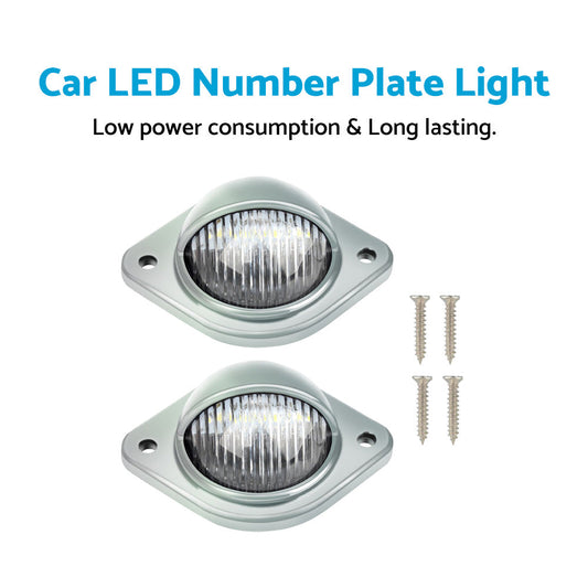 2x Car LED Number Plate Lights 12V Chrome For Trailer Truck Caravan Van Boat-1