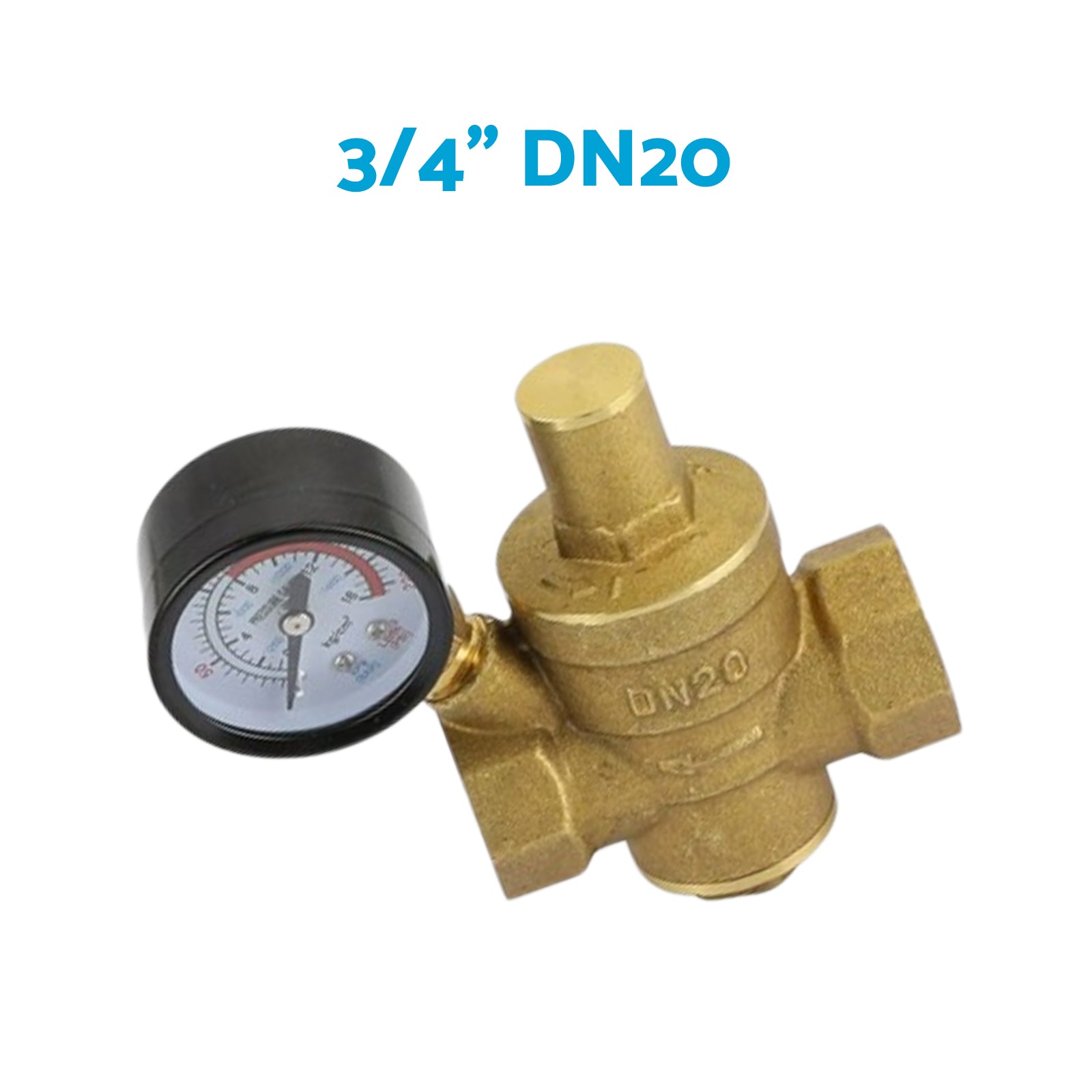 DN15/20/25 Brass Adjustable Water Pressure Reducing Valve with Gauge-2