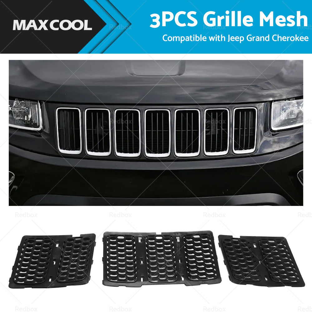 3X ABS Front Grille Mesh Grill Insert Kit Suitable For 14-16 Jeep Grand Cherokee-0
