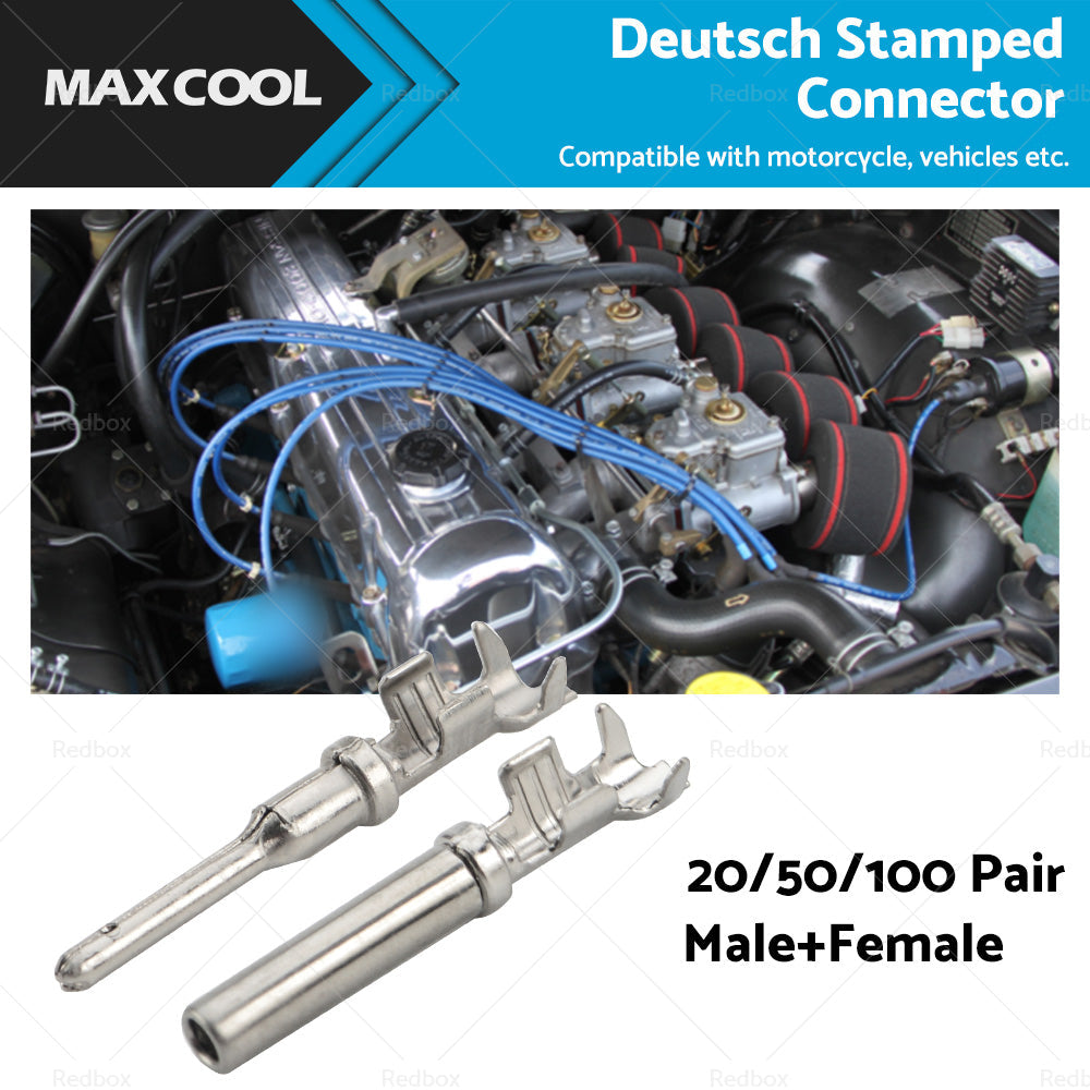 20 or 50 or 100 Pair Deutsch Solid Terminal No. 16 Stamped Contact Pins Male Female-0