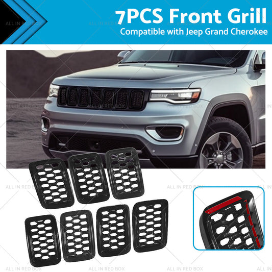 Front Grill Mesh Covers Inserts Suitable for Jeep Grand Cherokee 17-22  Black-0