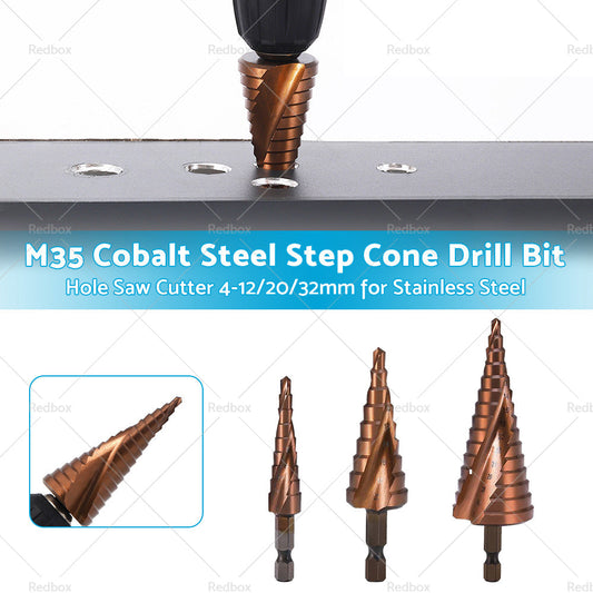 Cobalt Steel Step Cone Drill Bit Hole Cutter 4-12/20/32mm for Stainless Steel-1
