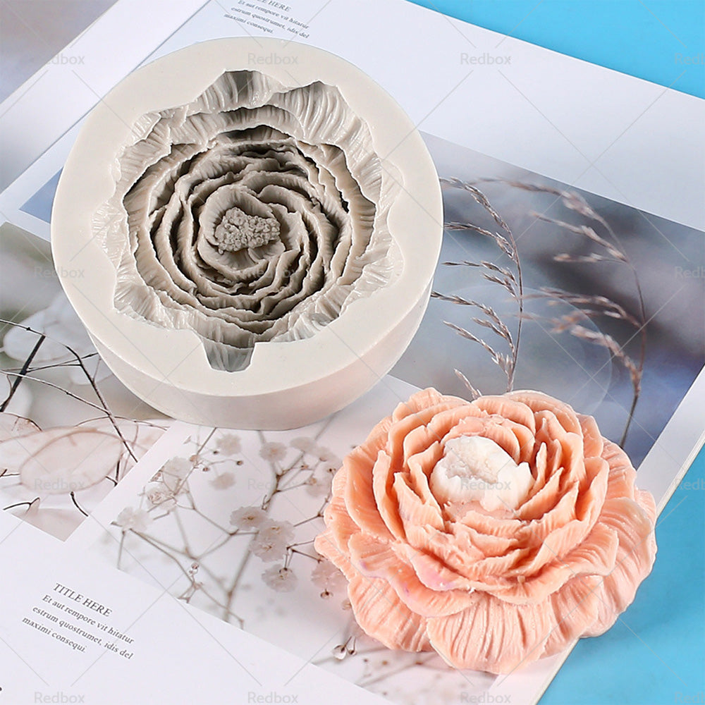 Silicone Peony Aromatherapy Soap Wax Candle MOLD Making Resin Mould DIY Craft-3