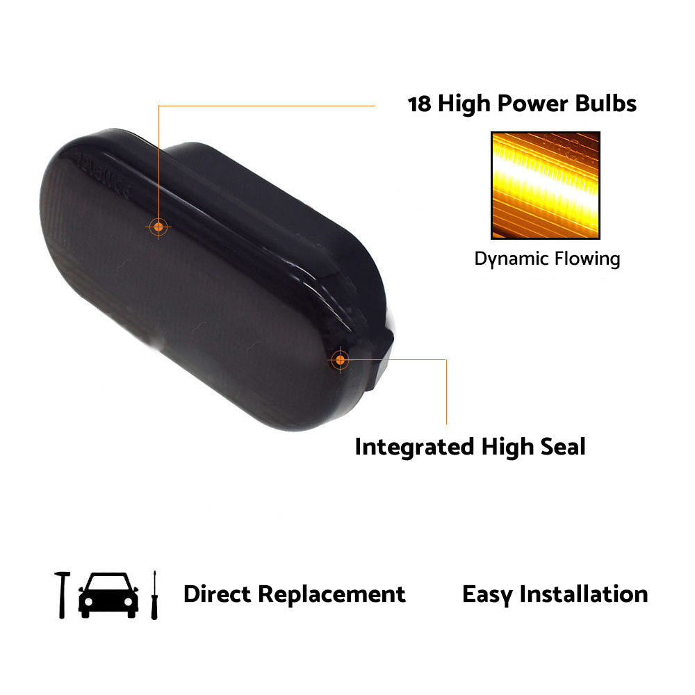 2x Dynamic LED Side Indicator Black Smoke Turning Signal Light Suitable For Ford Seat VW-4