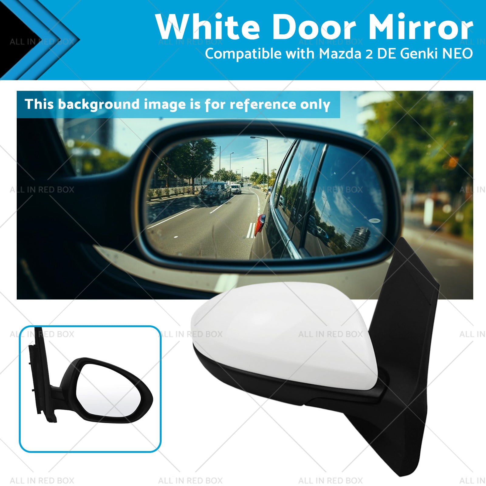 Right Side White Door Mirror Suitable for Mazda 2 DE Genki NEO MAXX 2007-2014-0