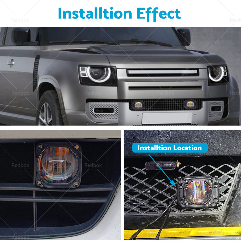 2x 3inch Flush Mount LED Work Light Bar Reverse Fog Lamp 4WD White Yellow 8D Len-1