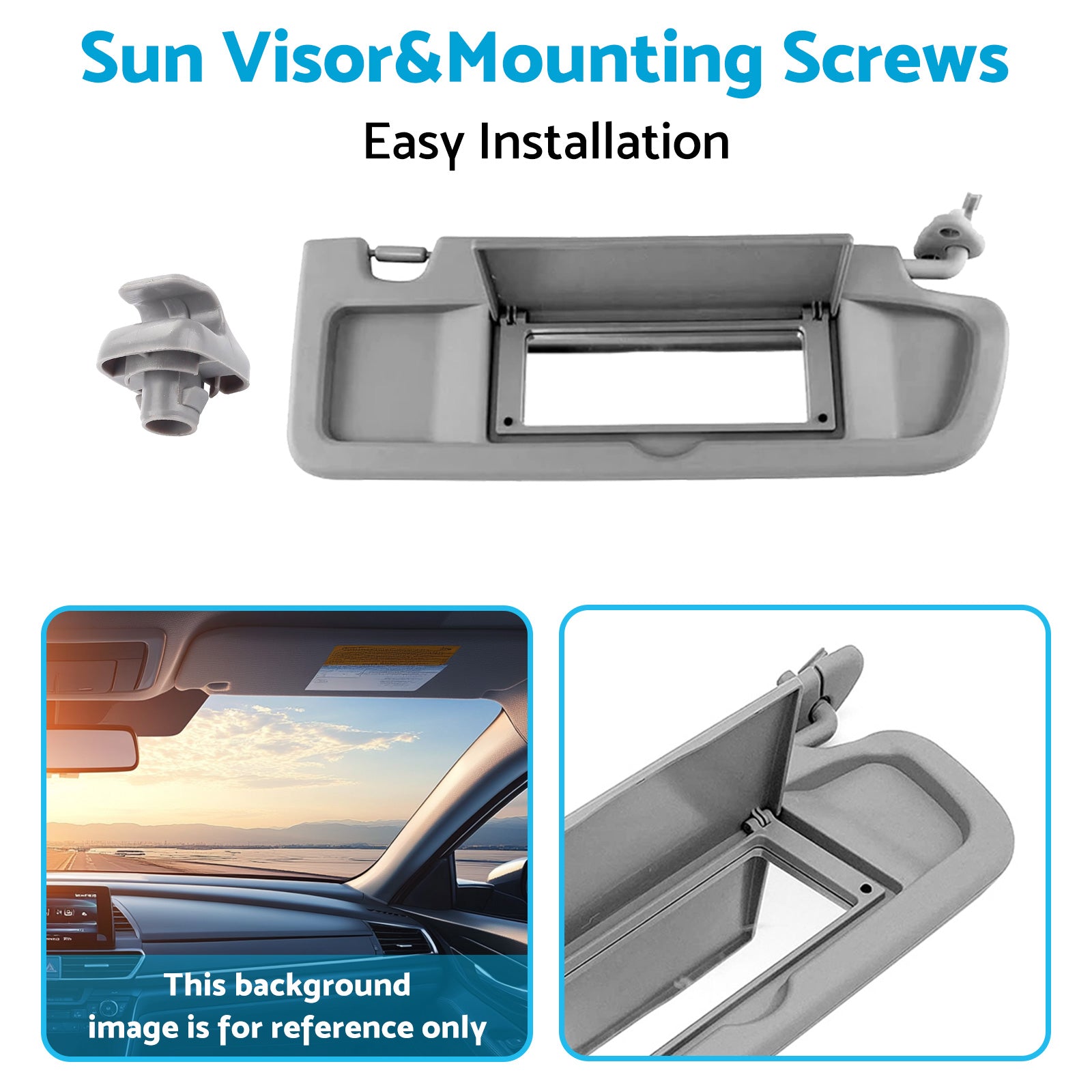 Right Driver Side Sun Visor&Mounting Screws Suitable for Honda Civic FD 06~12-2
