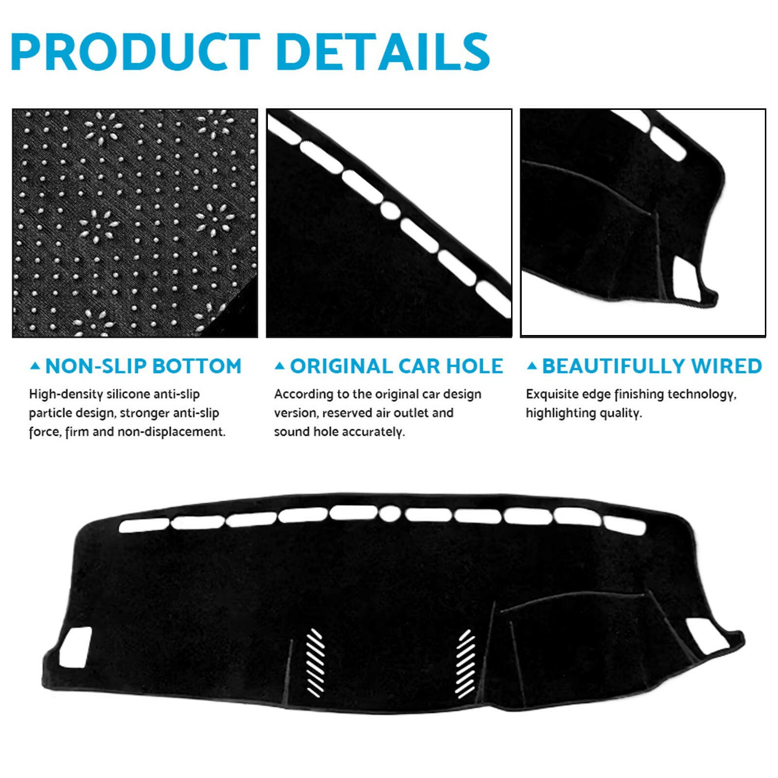 Non Slip Dash Mat Suitable For Ford Ranger PX2 PX3 MK3 XLT XL XLS 2015-2021 Black-2