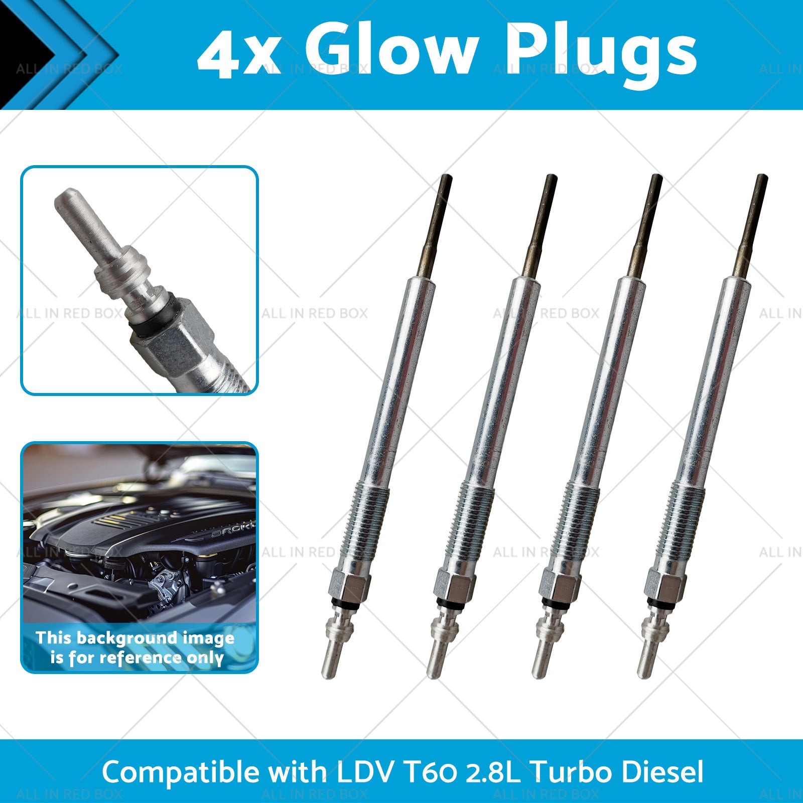 4x Glow Plugs Suitable for LDV T60 Turbo Diesel 2017 on 2. 8L-1
