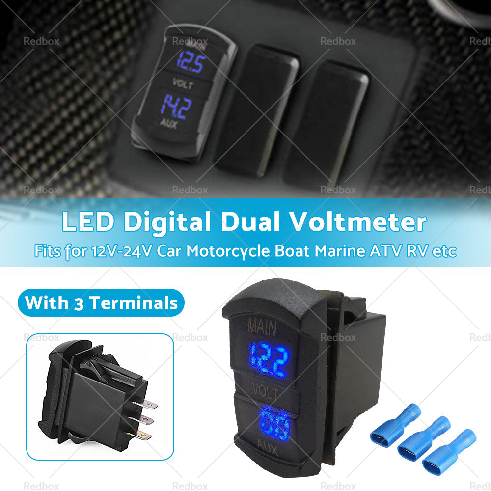 12V-24V Dual Voltmeter Battery Monitor LED Digital Car Boat Voltage Marine Gauge-2
