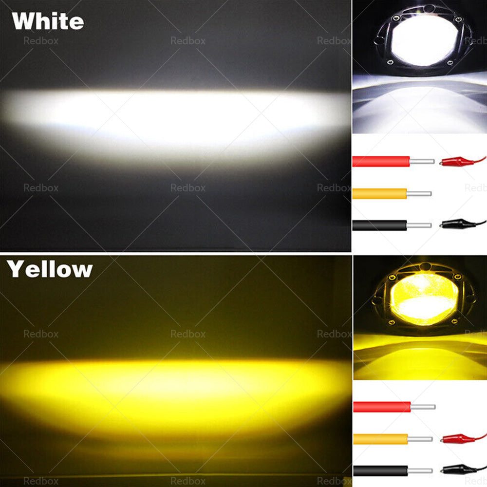 2x 3inch Flush Mount LED Work Light Bar Reverse Fog Lamp 4WD White Yellow 8D Len-2