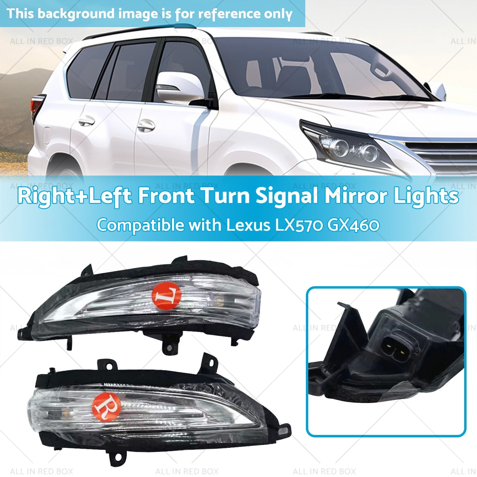 RightLeft Front Turn Signal Mirror Lights Suitable for Lexus 13-20 GX460 LX570-2