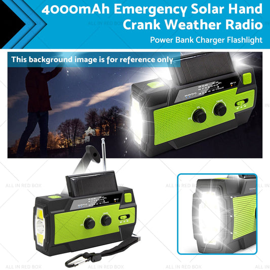 4000mAh Emergency Solar Hand Crank Weather Radio Power Bank Charger Flashlight-0
