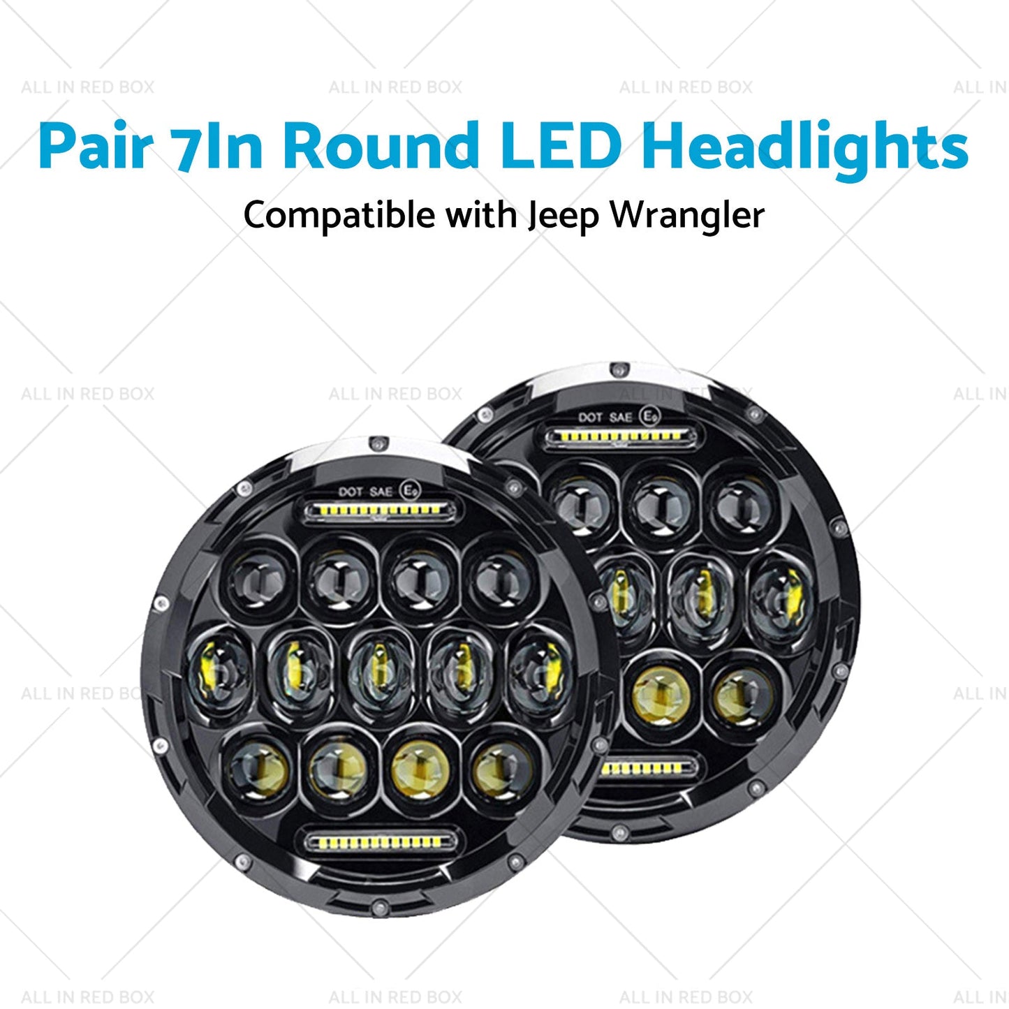 Pair 7In Round LED Headlights Hi Lo DRL Beam Headlamps Sealed Suitablefor Patrol-3