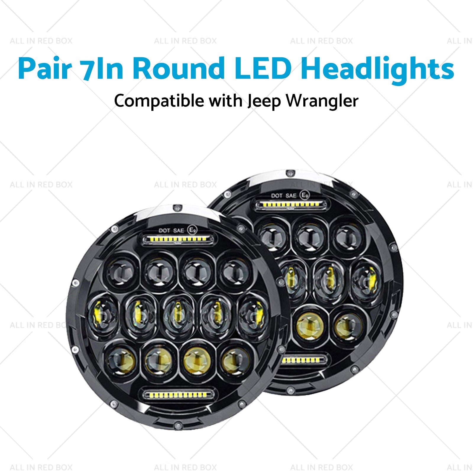 Pair 7In Round LED Headlights Hi Lo DRL Beam Headlamps Sealed Suitablefor Patrol-3