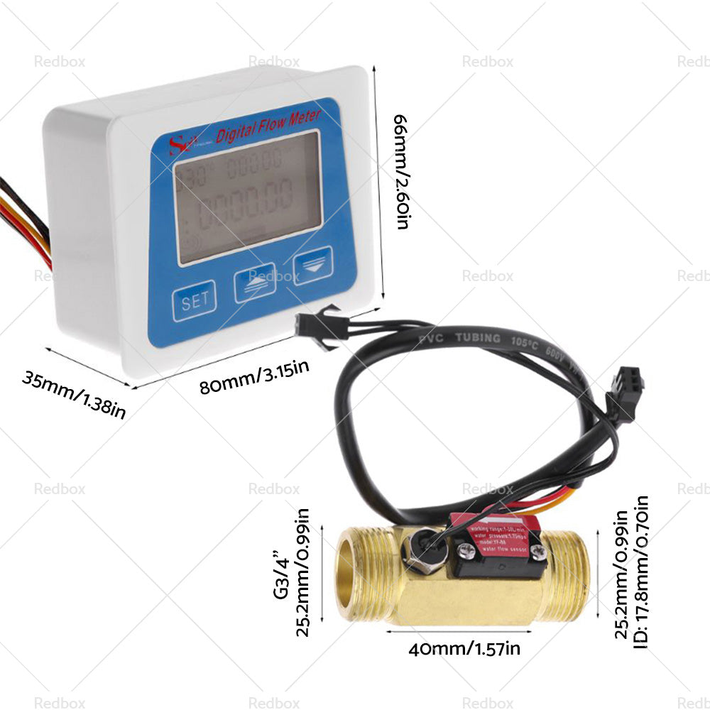 Digital LED Turbine Gauge Kerosene Fuel Water Flow Meter Sensor Meter 3 or 4 inch-4