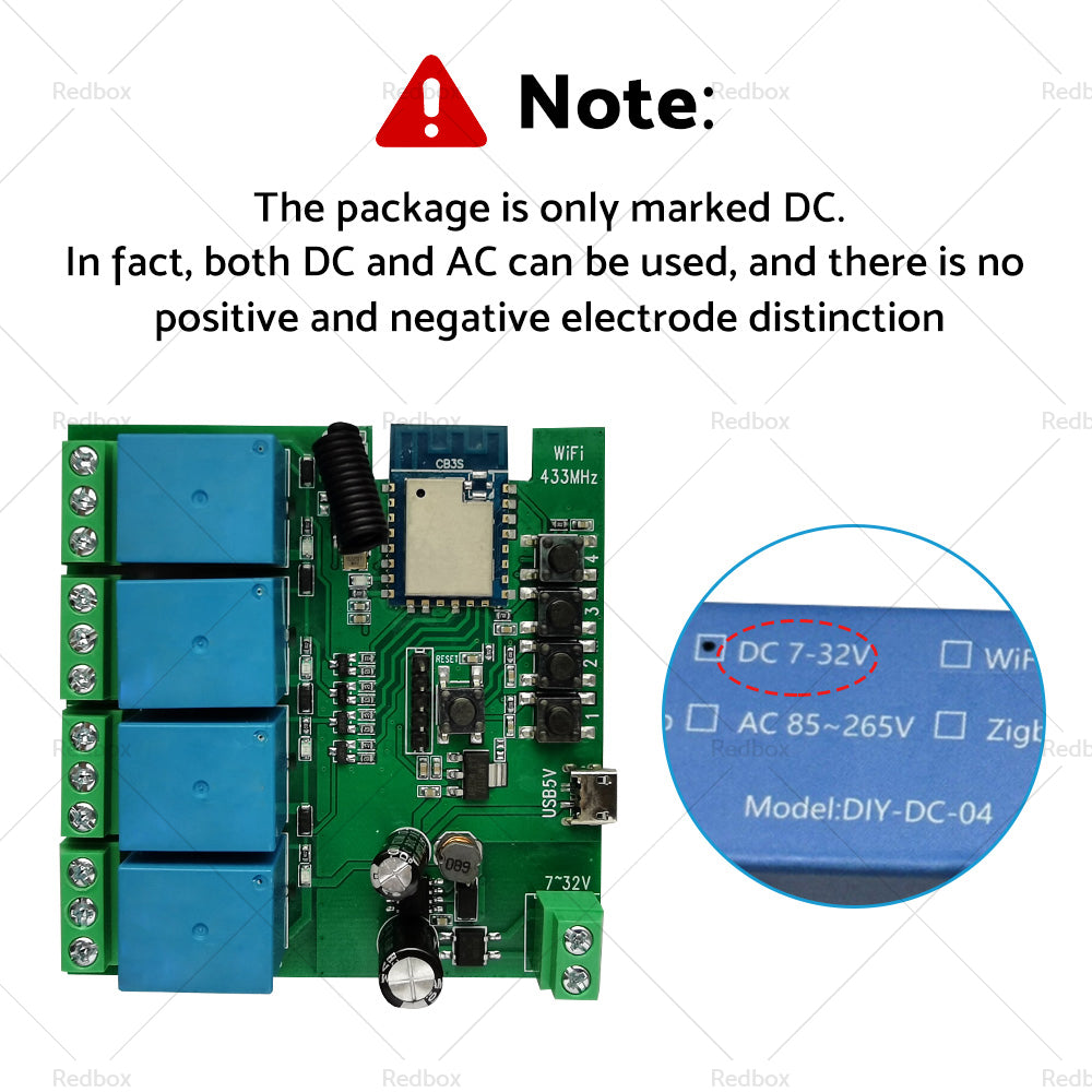 WIFI Bluetooth-compatible AC DC 4 Channel Relay Module Development Board-3
