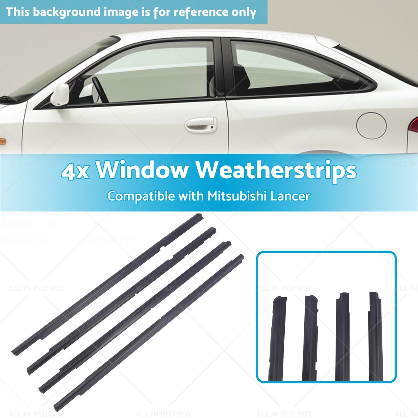 4x Window Weatherstrips Trim Belt Set Suitable for Mitsubishi Lancer 08-17-2