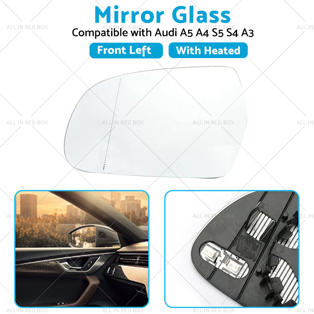 Left Side Mirror Glass with Heated Back Base Suitable for Audi A3 A4 S4 A5 S5-4