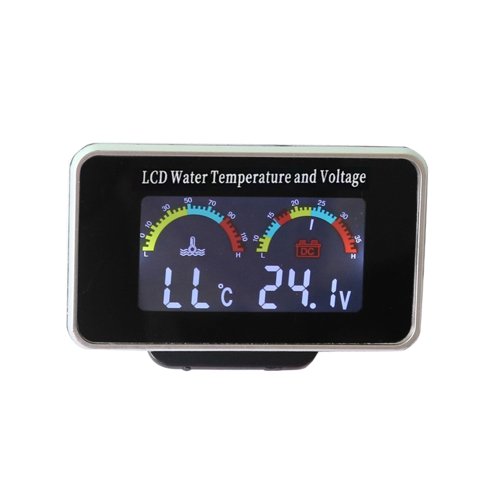 2 In1 Car Digital LCD Water Temperature Meter Voltmeter Gauge 12V/24V Display-2