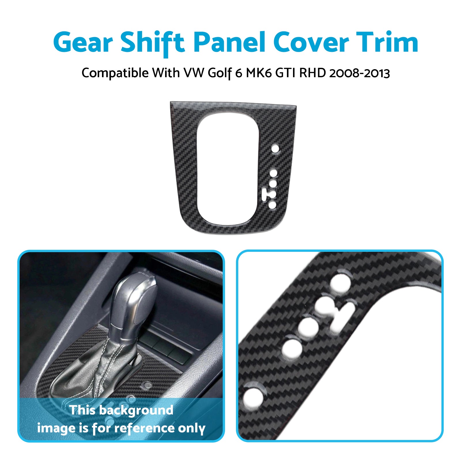 Carbon Gear Shift Panel Cover Trim Suitable For VW Golf 6 MK6 GTI RHD 2008-2013-3