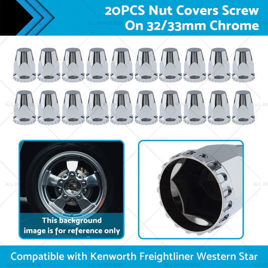 20x Nut Covers Screw Chrome 33mm Suitable for Kenworth Freightliner Western Star-1