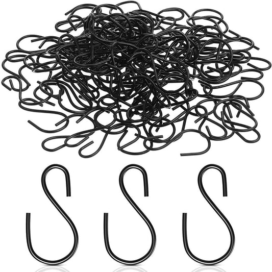 S Shaped Hooks Small Metal for Hanging Plants Mini Ornament Hooks Black Hangers-0