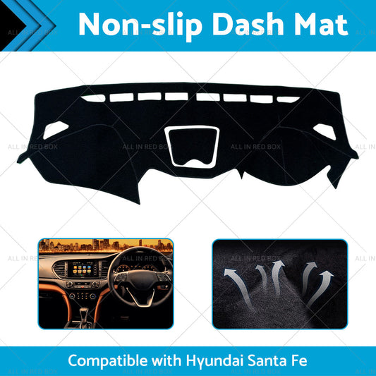 Non-Slip Dash Mat Suitable for Hyundai Santa Fe DM 2013-18 Dashboard Cover Black-1