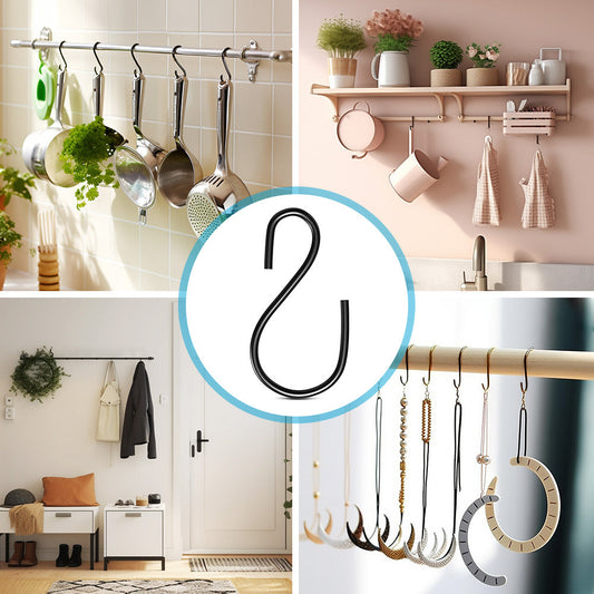 S Shaped Hooks Small Metal for Hanging Plants Mini Ornament Hooks Black Hangers-1