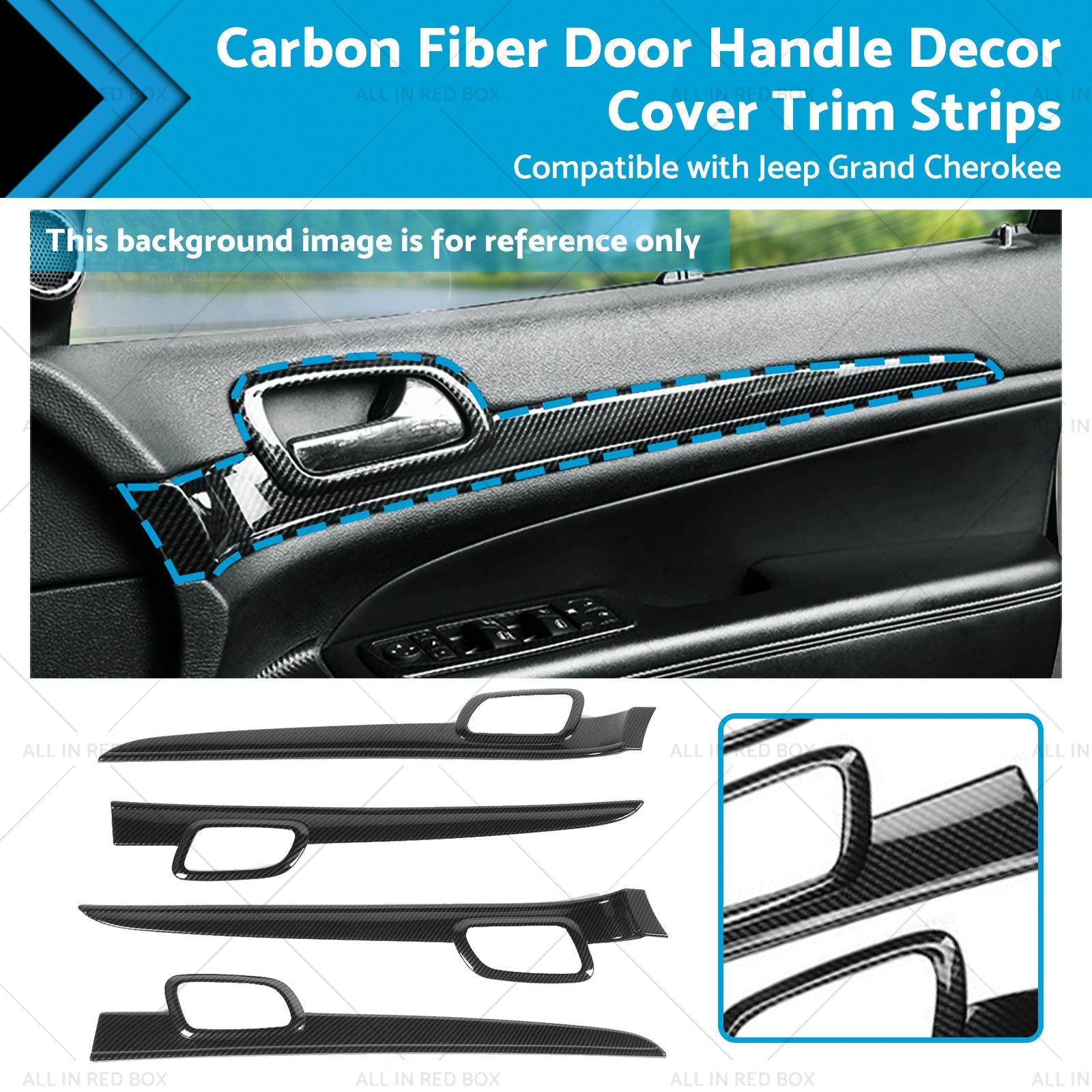 Carbon Fiber Door Handle Decor Cover Trim Strips Suitablefor Jeep Grand Cherokee-0