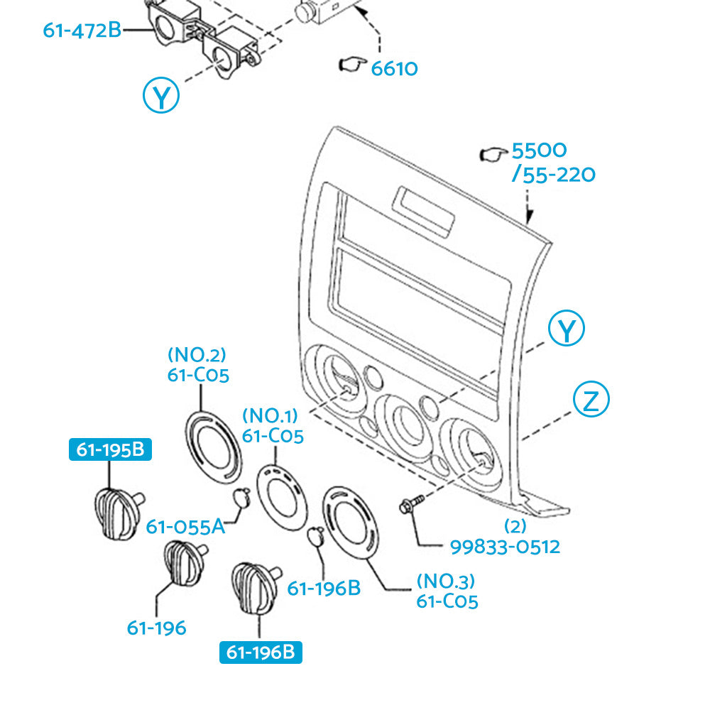 3Pcs Heater Fan Control Knobs Fits For Ford Ranger PJ/PK Mazda BT-50 2006-2011-0