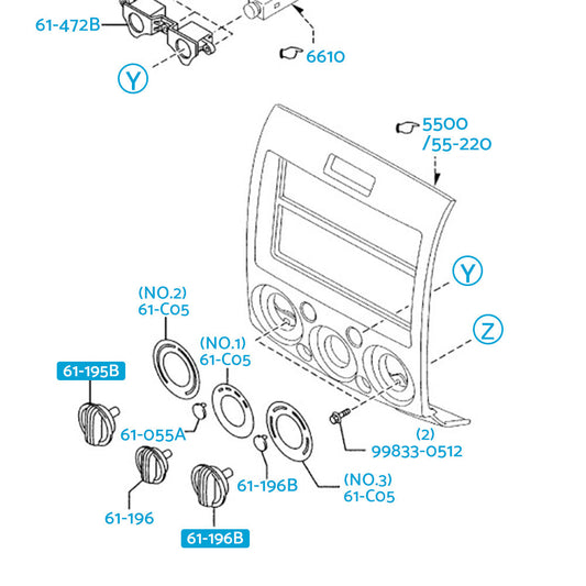 3Pcs Heater Fan Control Knobs Fits For Ford Ranger PJ/PK Mazda BT-50 2006-2011-0
