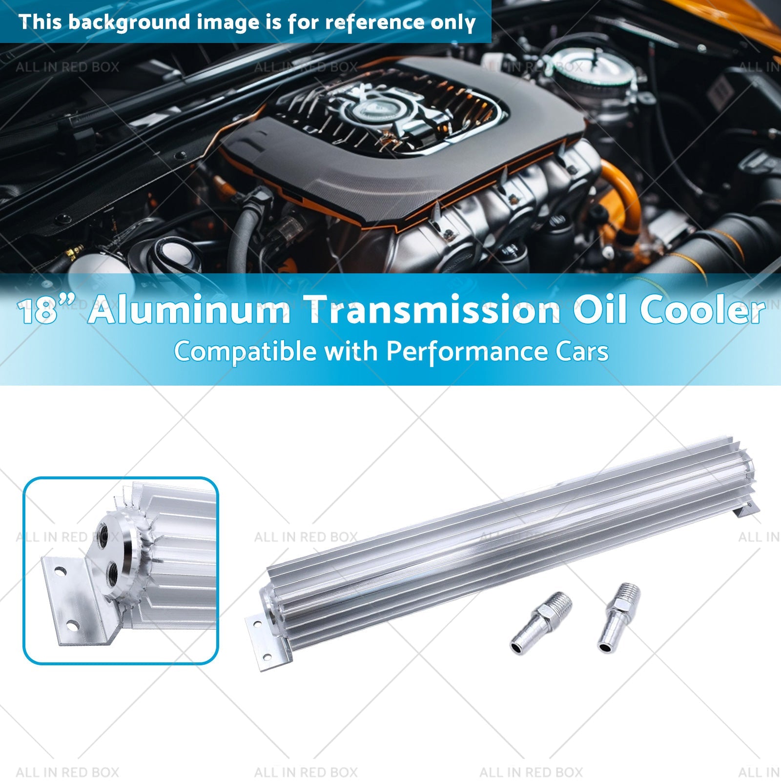 Universal 18inch Dual Pass Transmission Trans Cooler with 1 4inch NPT Fitting Aluminum-2