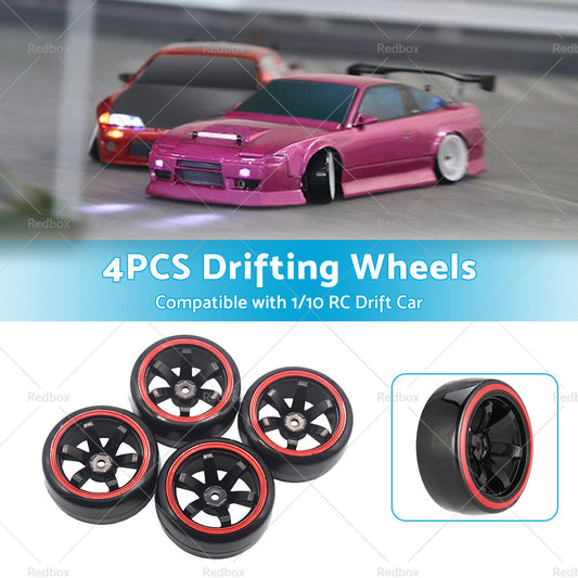Suitable for Drifting 1 10 RC Drift Cars 4PCS Hard Plastic Rim Tyre Tire Wheel-0