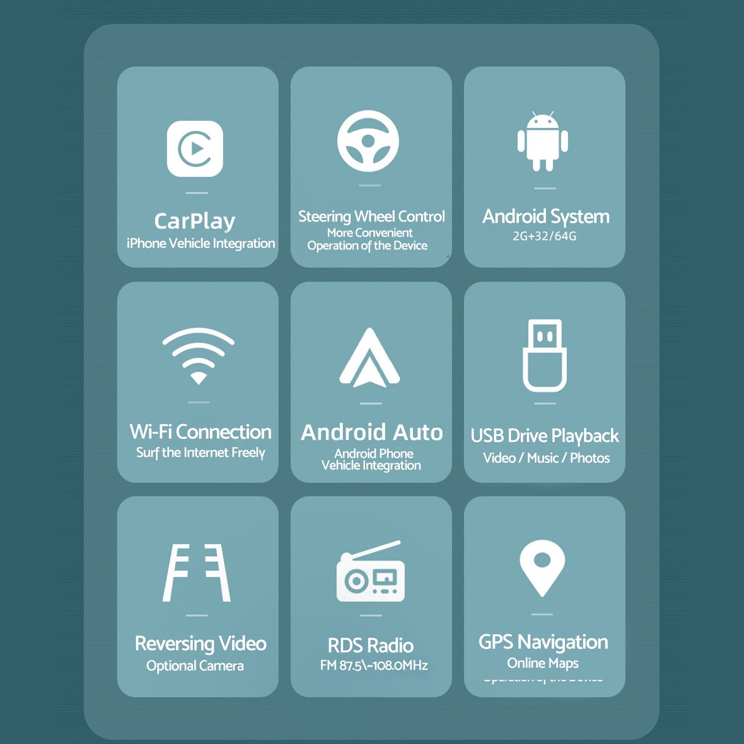 CarPlay Radio Head Unit Suitable For Toyota Hilux 15-22 Android 14 Apple 4+64G-3