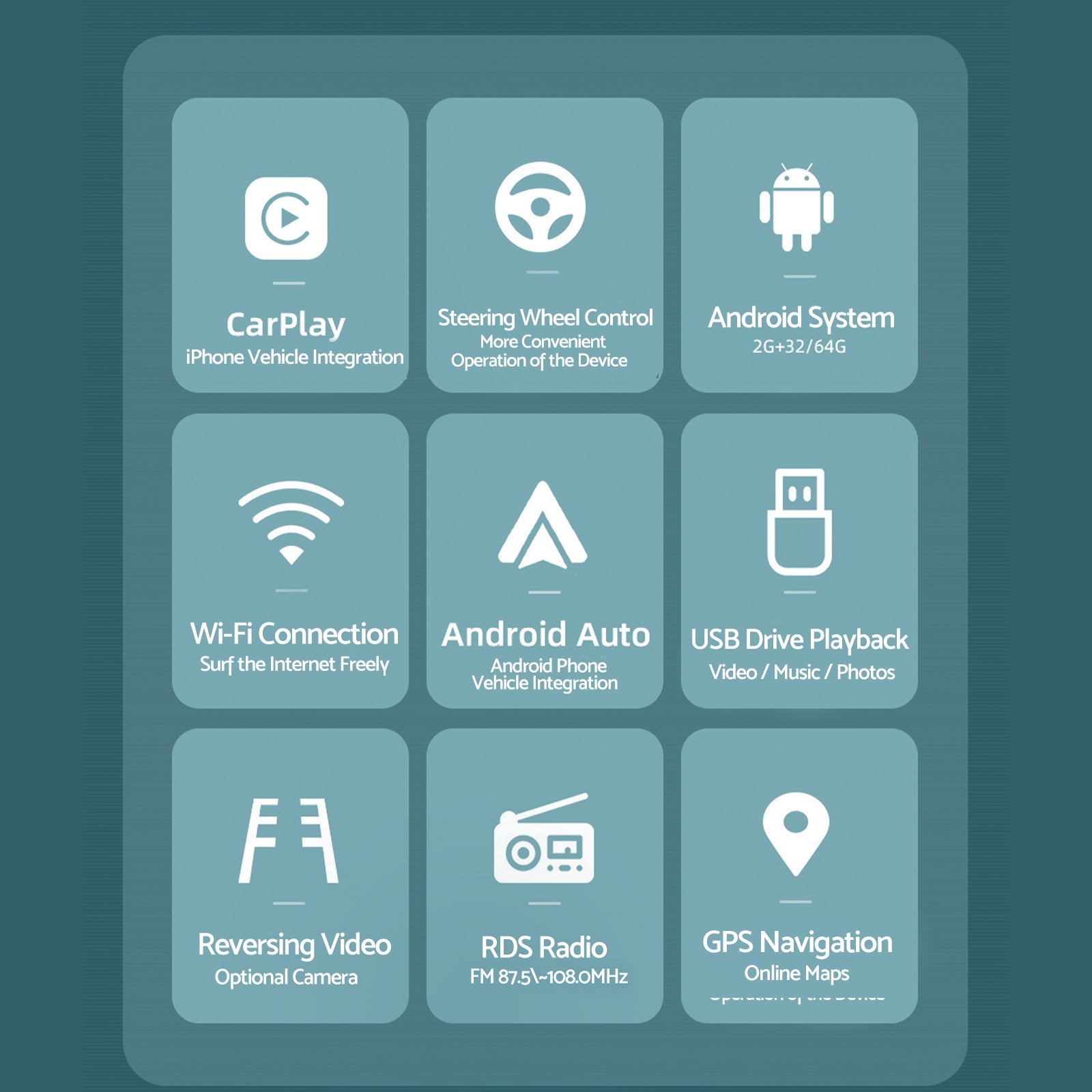 CarPlay Radio Head Unit Suitable For Toyota Hilux 15-22 Android 14 Apple 4+64G-3