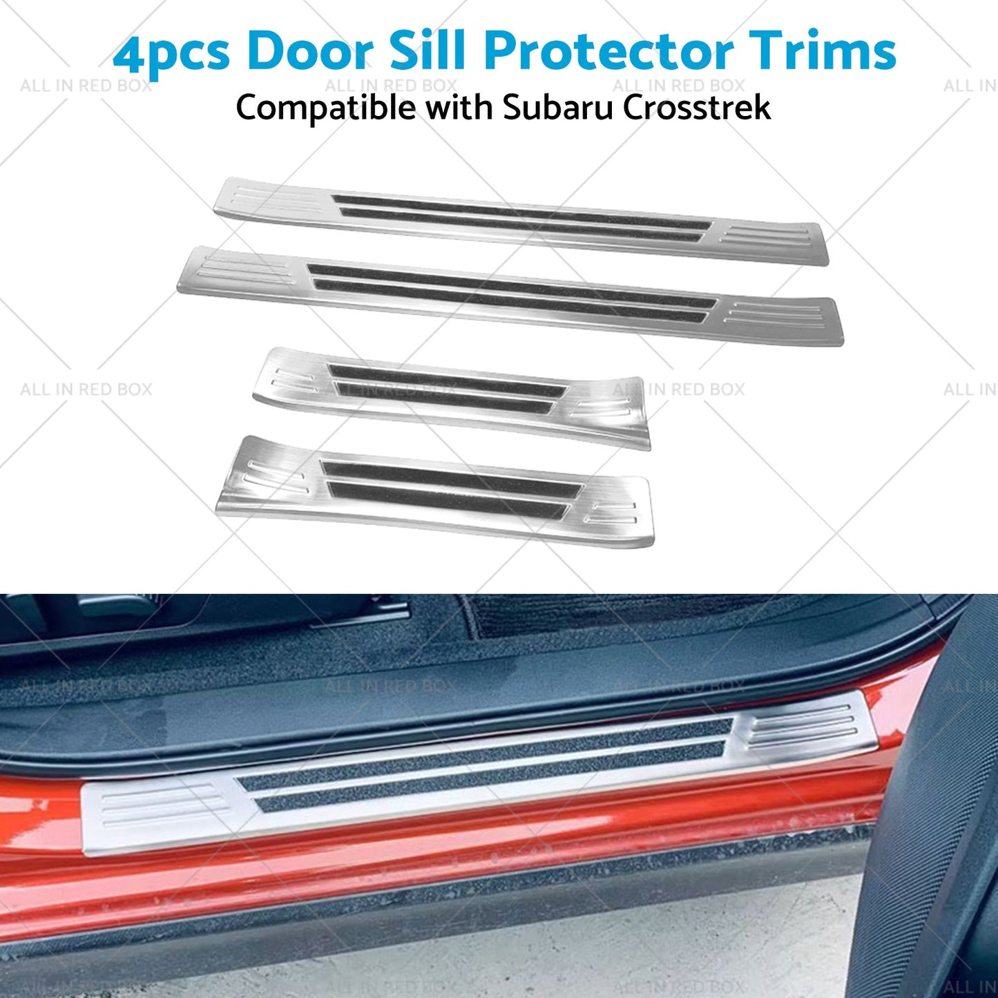 4x Suitable For Subaru Crosstrek 2023 Steel Door Sill Protector Trim Scuff Plate-3