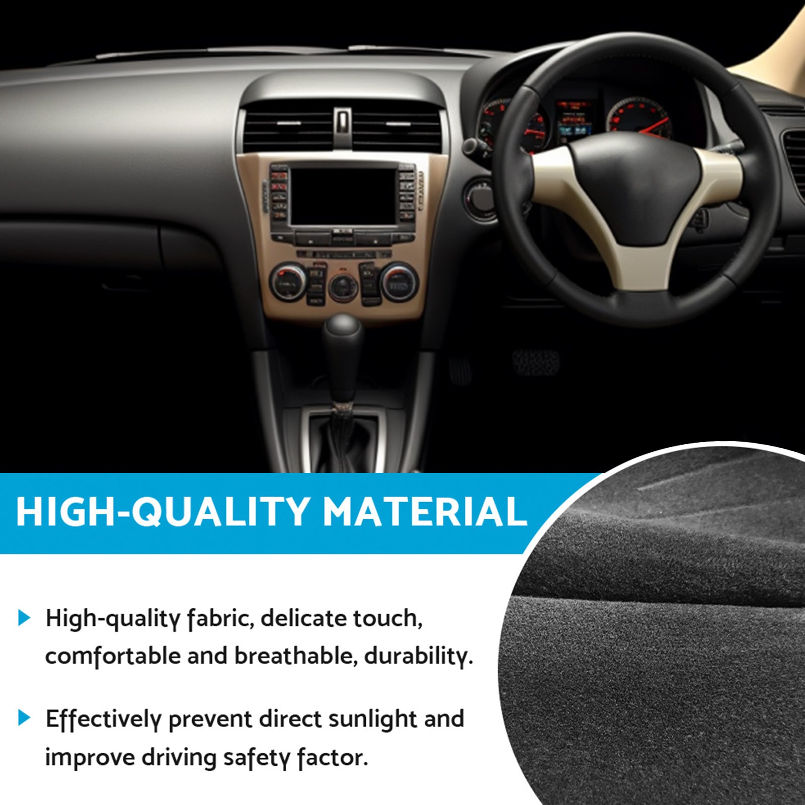 Non-Slip Dash Mat Suitable For Nissan Tiida ST / ST-L / Ti Q 2006-2013 Dashboard Black-4