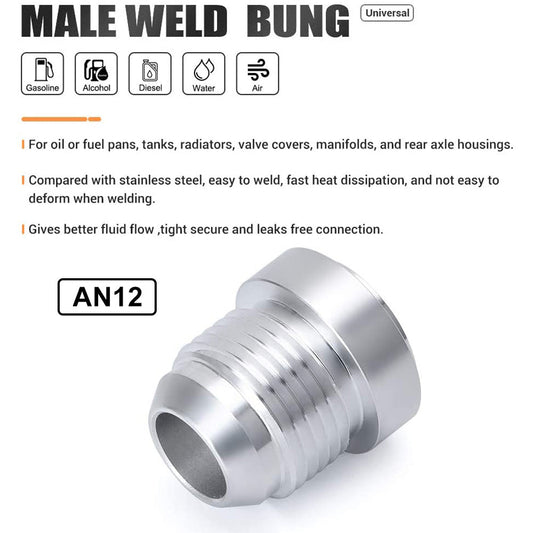 2x AN12 Male Aluminium weld on JIC bungs fitting -12AN JXSS032-12-A-1