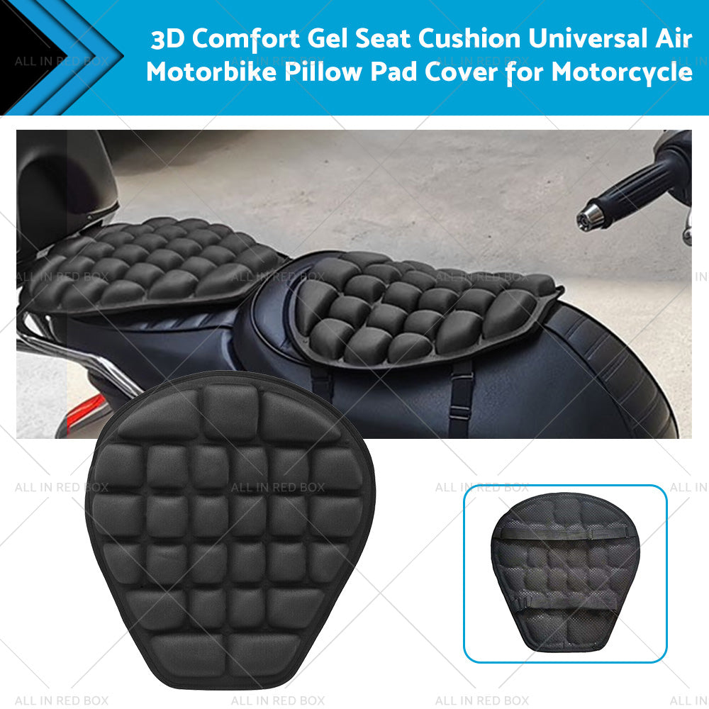 3D Motorcycle Comfort Gel Seat Cushion Universal Air Motorbike Pillow Pad Cover-0