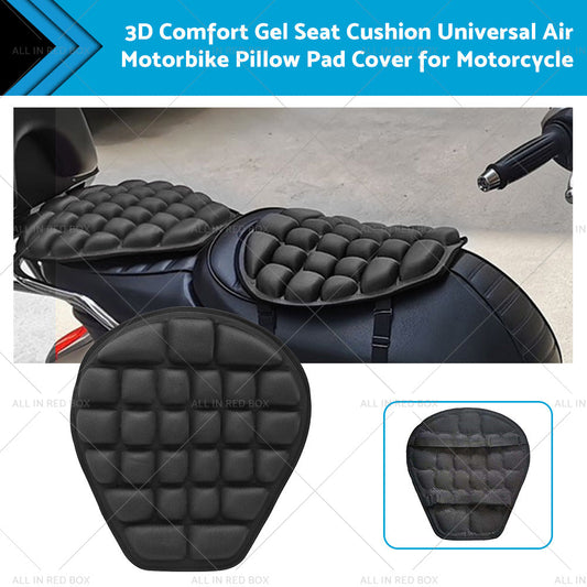 3D Motorcycle Comfort Gel Seat Cushion Universal Air Motorbike Pillow Pad Cover-0