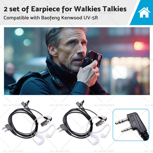 2PCS Covert Acoustic Tube Earpiece Headset Mic Suitable for Baofeng Kenwood-0