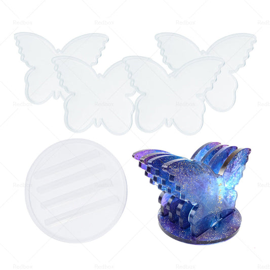 Epoxy Resin 4PCS Butterfly Shaped Coaster molds  Holder Mold for Silicone Resin-0