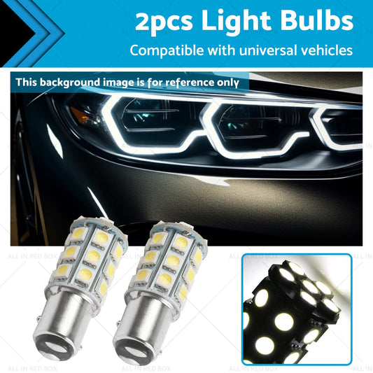 2x 12V BA15D LED White 27 SMD 5050 For Caravan Car Auto Indicator Signal Light-0