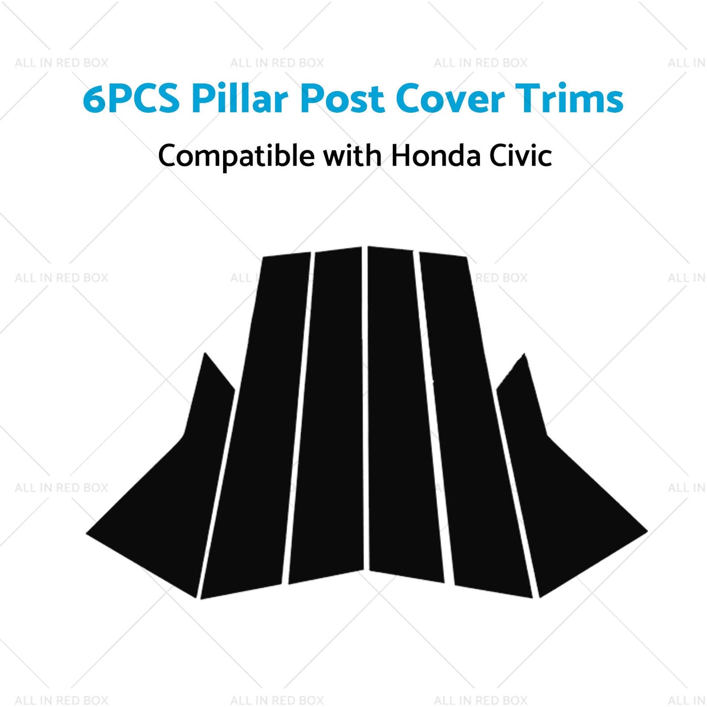 6x Black Pillar Post Cover Trims Suitable for 2022 Honda Civic-3