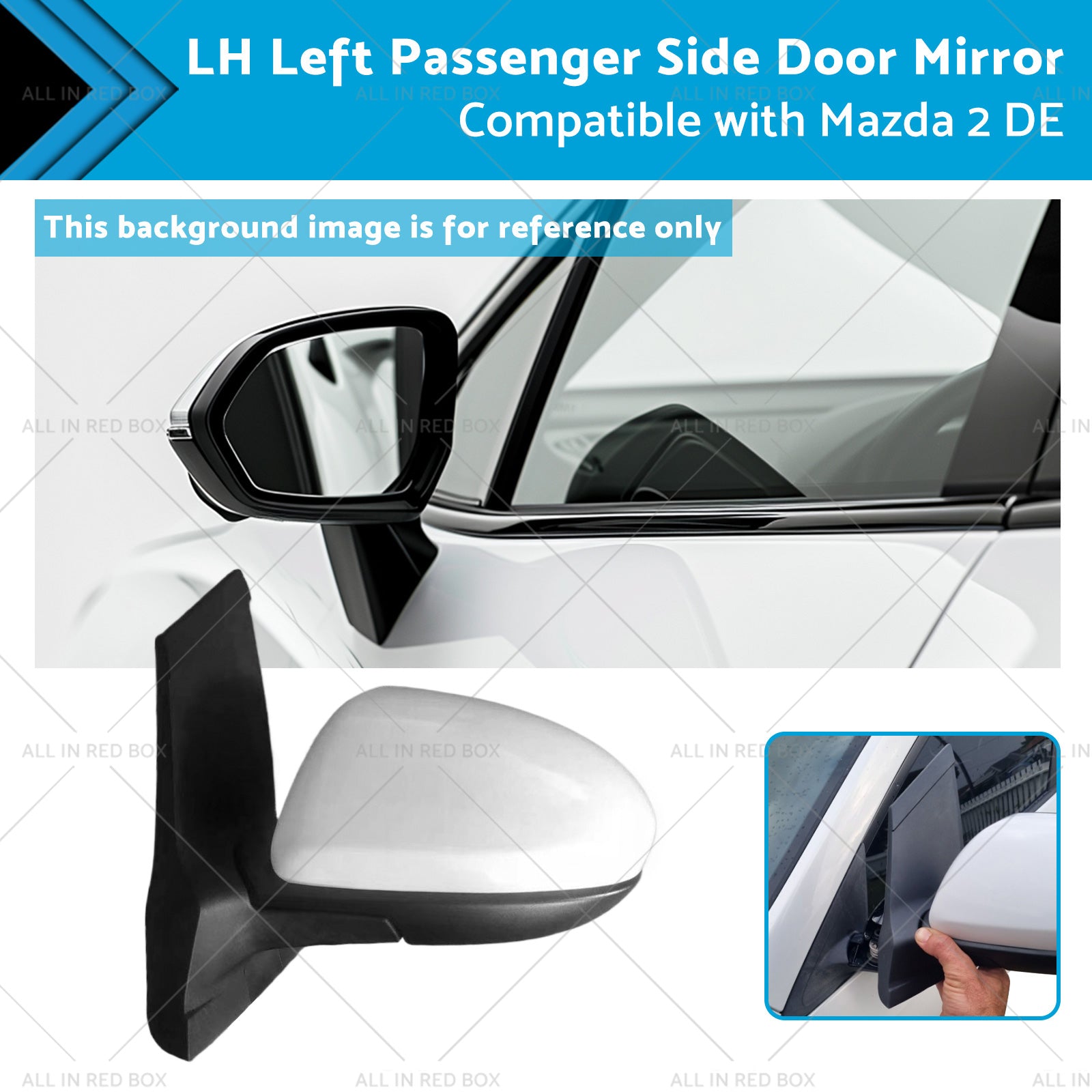 LH Left Passenger Side Door Mirror Suitable for 3 Wires Mazda 2 DE 06 or 07-14-0