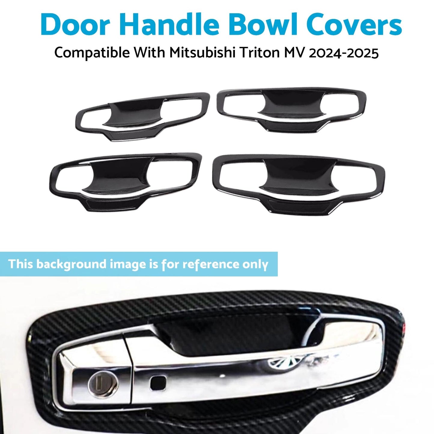Door Handle Bowl Cover Trim Gloss Black Suitable For Mitsubishi Triton MV 2024+-2