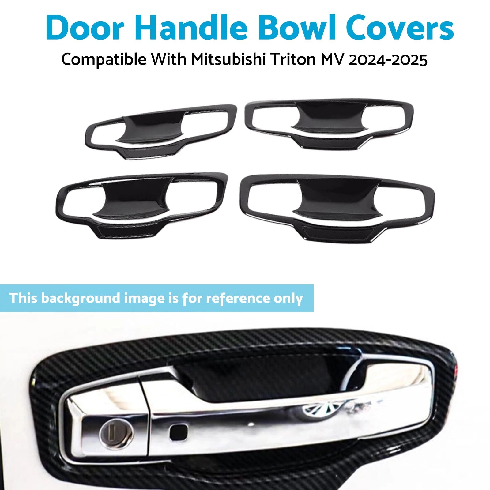 Door Handle Bowl Cover Trim Gloss Black Suitable For Mitsubishi Triton MV 2024+-2
