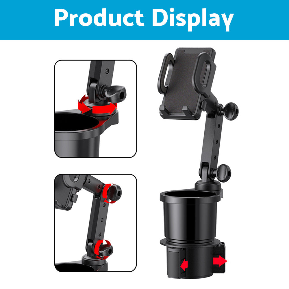 2-in-1 Universal Car Cup Holder Phone & GPS Mount Suitable For Adjustable 360° Angle-4