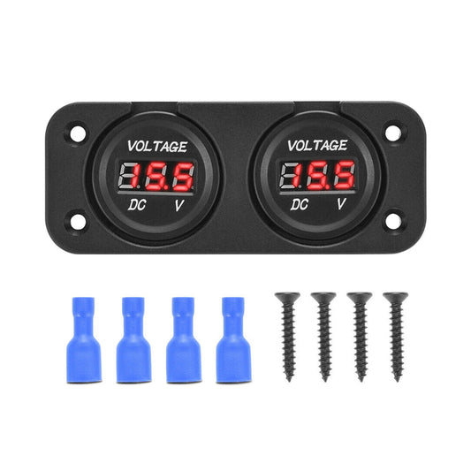 Digital LED Volt Meter Dual Battery Monitor Suitable For Boat Marine DC 12V-24V-0